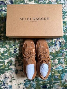 Kelsi Dagger Suede Lace-Up Sneakers in honey
